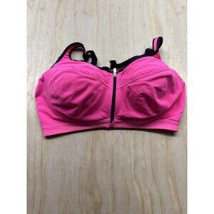 Victoria Secret Sports Bra VSX Hot Pink Razor Back Underwire Zip Front 38DD